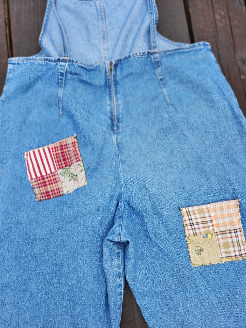 Vintage Watch L.A. 90s Patchwork Denim Streetwear Overalls XL Cottagecore Y2K - Picture 6 of 14
